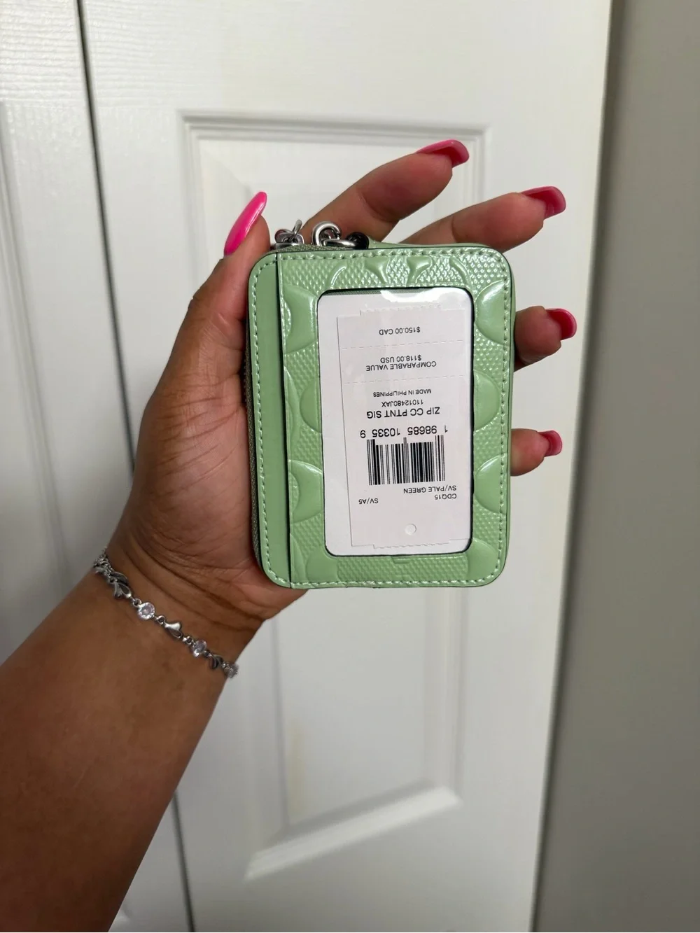 Coach Patent Leather Card Case in Mint Green
